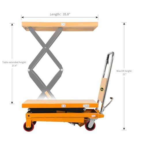 APOLLOLIFT Double Scissor Hydraulic Lift Table/Cart 330lbs Capacity 43.3