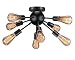 Vintage Semi Flush Mount Ceiling Light with 8 UL Sockets, Elibbren E26 Base Modern Antique Black Sputnik Industrial Ceiling Lamp Fixture for Kitchen Dining Room Bedroom Study Living Room