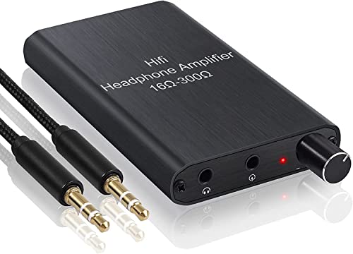 eSynic Amplificateur de Casque HiFi Portable - 3,5 mm - Impédance 16-300 Ω - avec Interrupteur de Gain et Batterie au Lithium - pour lecteurs MP3, MP4, téléphones numériques et Ordinateurs