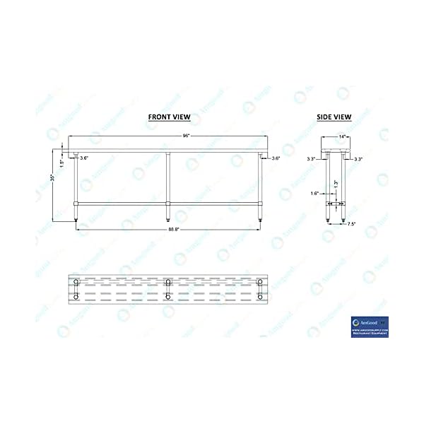 14-in-x-96-in-Open-Base-Stainless-Steel-Work-Table-Residential-Commercial-Food-Prep-Heavy-Duty-Utility-Work-Station-NSF 14-in-x-96-in-Open-Base-Stainless-Steel-Work-Table-Residential-Commercial-Food-Prep-Heavy-Duty-Utility-Work-Station-NSF