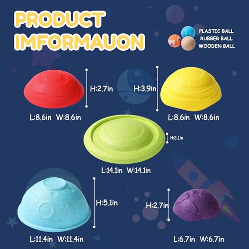 Image of LoomLark Balance Stepping Stones for Kids 6PCS EPP River Stones with 3 Mini Planet Ball Indoor and Outdoor Coordination Game Sensory Toys Toddler Ages 3 4 5 6 7 8+