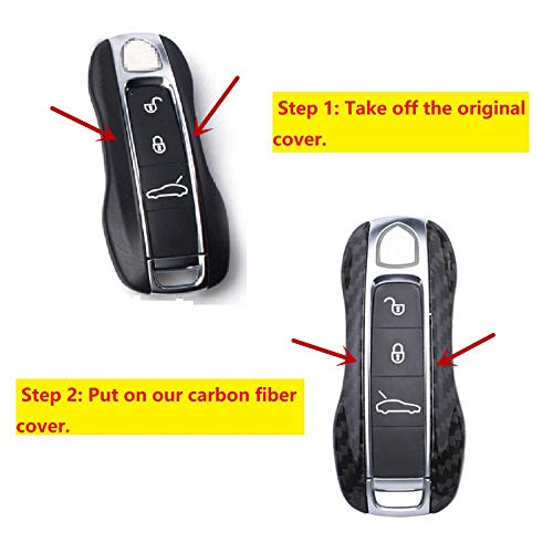 M.JVisun Genuine Carbon Fiber Key Fob Cover For Porsche 911 Carrera 918 Cayenne Coupe For Macan For Panamera Taycan Smart Car Remote Key Fob Replacement Case For Men Women - A Style - Black