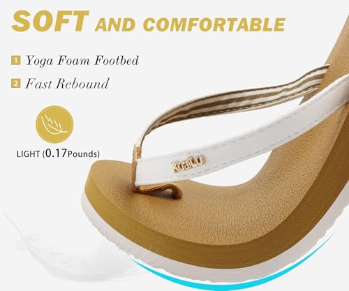 Image of KuaiLu Flip Flops for Women with Arch Support Summer Beach Thong Sandals