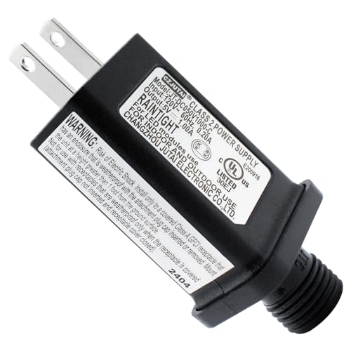 5V 1A Replacement LED Transformer Model JT-DC050V1000-C Class 2 Power Supply IP44 LED Light Controller Low Voltage Transformer for Halloween Christmas String Light Inflatable Decorations
