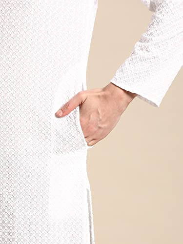 Image of Rajubhai Hargovindas Men Pure Cotton Chikankari Embroidered Straight Kurta