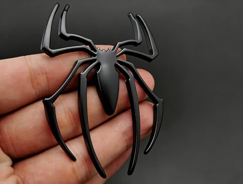 Image of 2PCS 3D Spider Emblem Car Sticker Metal Chrome Silver Spider Badges Sticker for Universal Car Vehicle, Truck, Motorcycle, RV, Scooter, SUV, Door, Window for Headphone Decorations (Black)