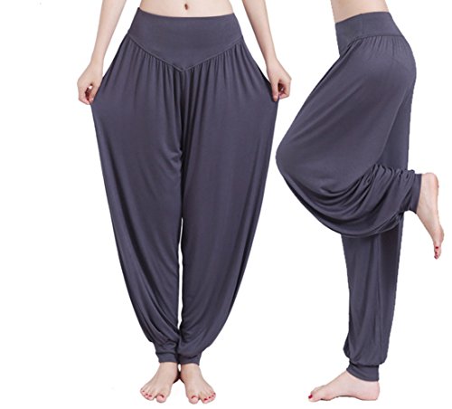 Hippolo - Cómodo pantalón bombacho tipo yoga para mujer gris gris xx-large