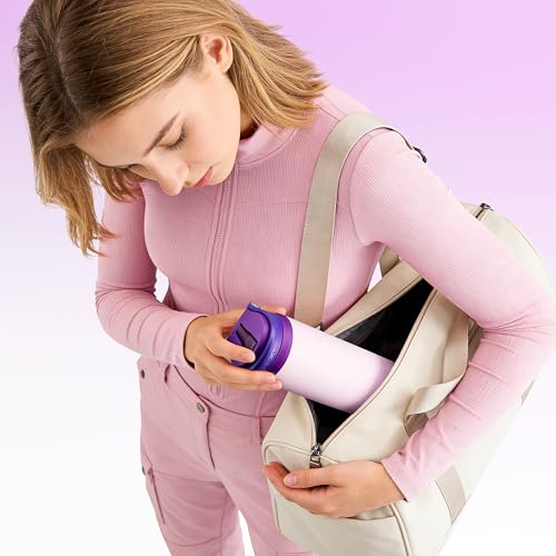 Image of Meoky 24 oz Insulated Water Bottle: Flip-to-Pop Straw, Leak Proof, 24H Cold, Fits in Car Cup Holder, Wide Mouth, BPA-Free, Stainless Steel Water Bottle for Women Teen Girls, Dreamy Field