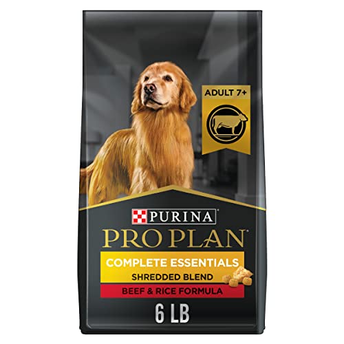 Image of Purina Pro Plan Adult 7+ Complete Essentials Shredded Blend Beef & Rice Formula High Protein Dog Food for Senior Dogs - 6 lb. Bag