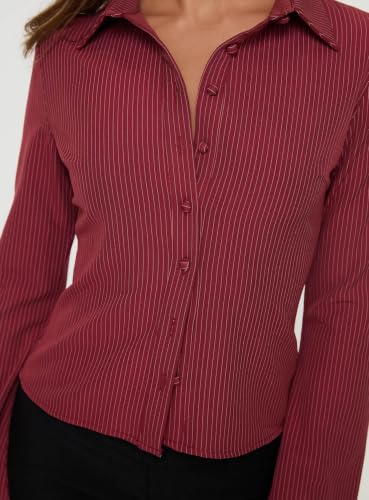 Image of Princess Polly Womens Anni Pinstripe Shirt Blue