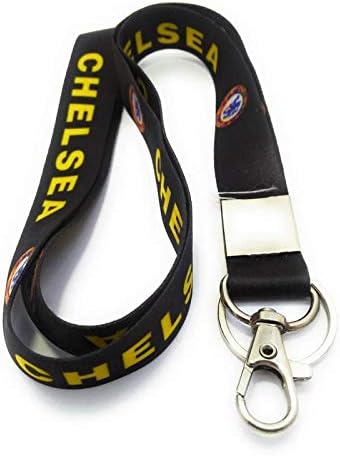 Key EraFootball Club Chelsea Lanyard Id Card Holder Hook Fabric Keychain (Black)