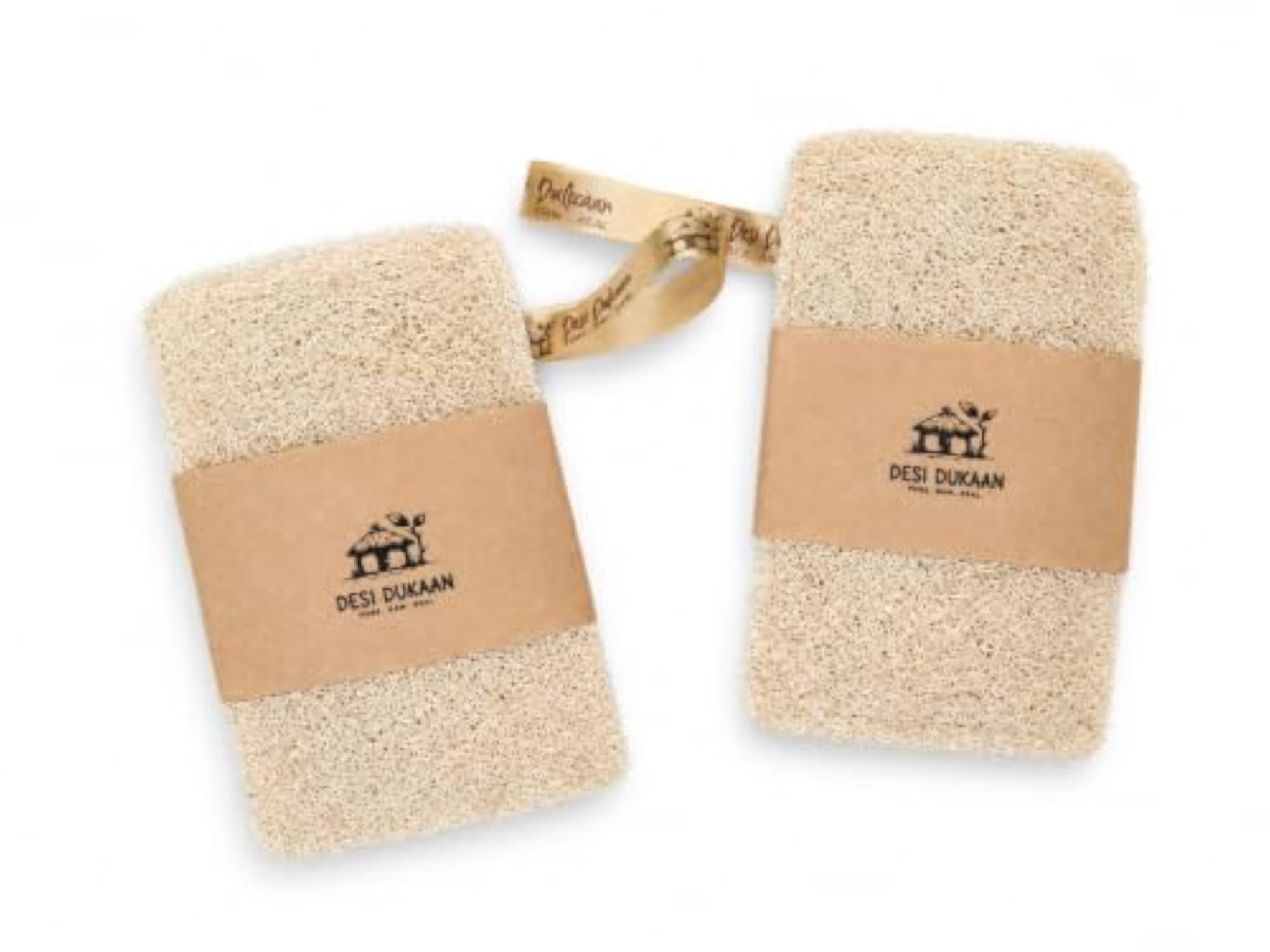 Natural Sun Dried Bath Loofah, Body Sponge & Scrubber Pack of 2