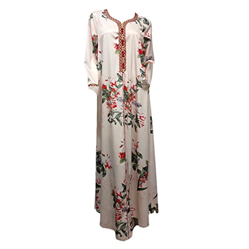 Robe musulmane floral Dubaï L, vêtement islamique tendance style turc et marocain