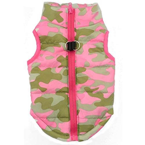 QINYI Small Dog Vest Harness,Puppy Winter Padded Outfit Warm Garment Pet Cold Weather Coat (Pink, X-Small)