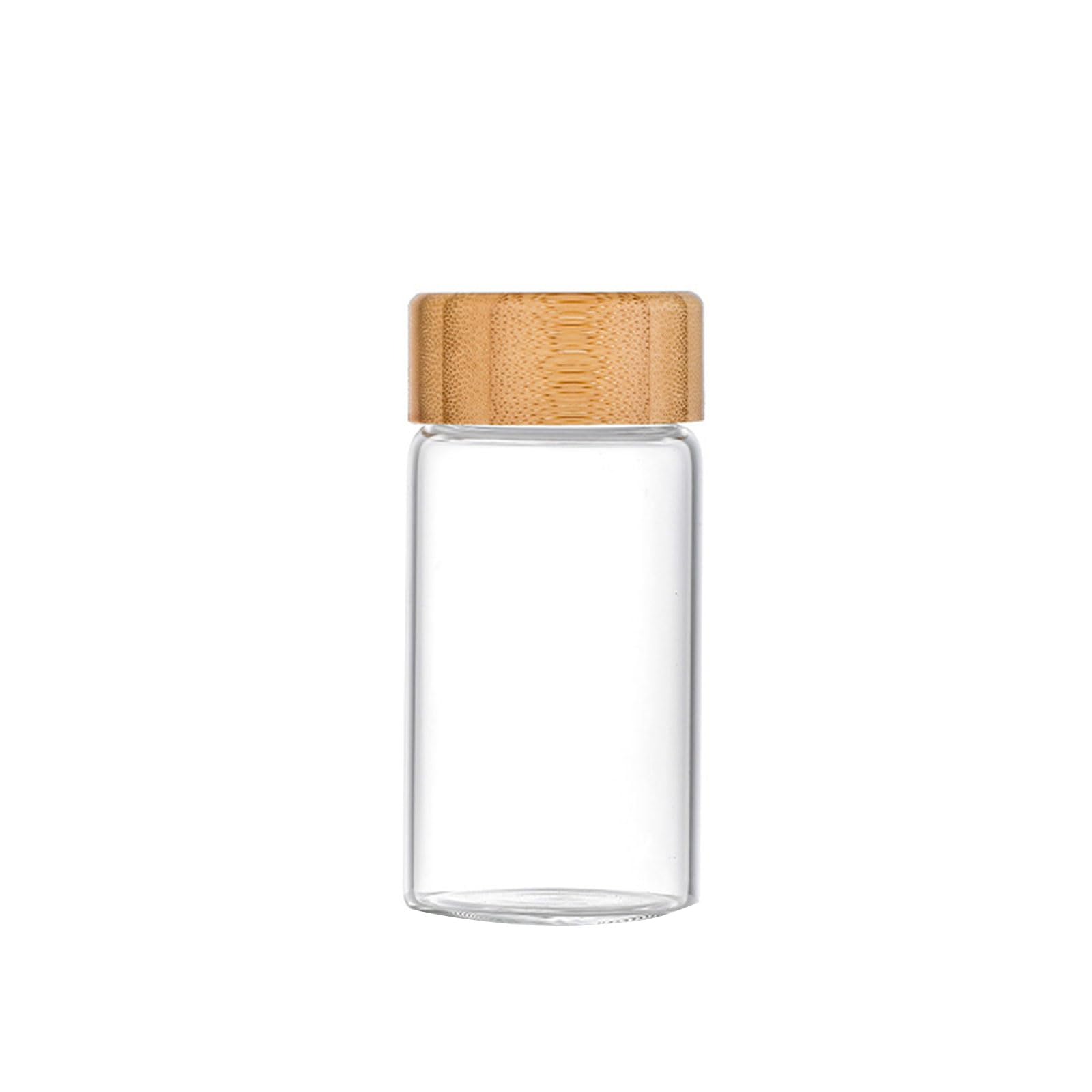 XYNSNDB Zestaw 24 uniwersalnych, hermetycznych, wytrzymałych szklanych pojemników z bambusowymi osłonami do przechowywania przypraw i przypraw (100 ml)
