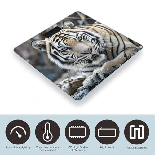 Báscula Digital de Peso Corporal Tigre Blanco y Negro miniatura 3