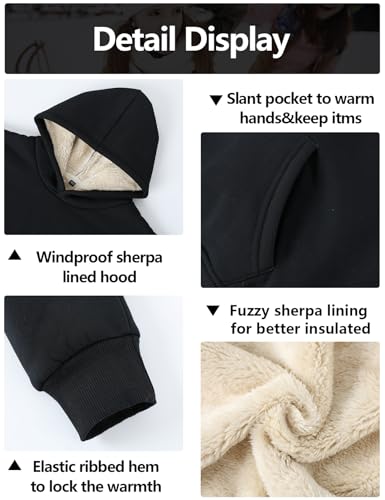 Image of Gihuo Unisex Boys Girls Winter Sherpa Lined Hoodie Kid's Fleece Pullover Hooded Sweatshirt