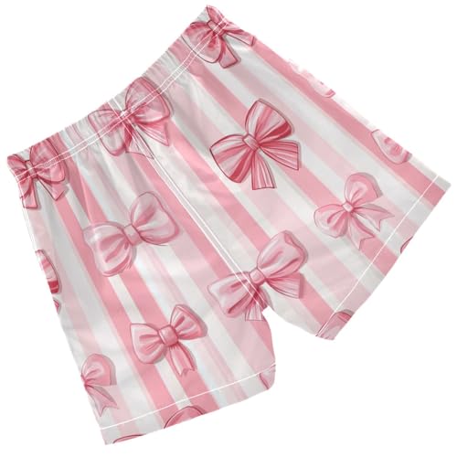Pigsaly Boys Swim Trunks Coquette Striped Pink Bows Ribbon Boys Board Shorts Swimsuit Swimwear Summer Bathing Suit 2T2