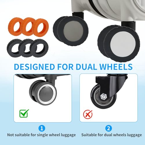 16PCS Luggage Wheel Covers, Silicone Suitcase Wheels Protector for 2-2.5 Inches, Anti-Wear and Anti-Noise Universal Wheel Protective Cover for Travel (Orange)3