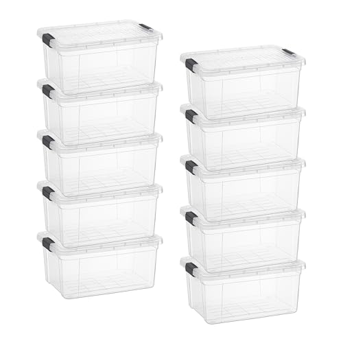 Image of Superio 6.6 Quart Clear Plastic Storage Boxes with Lids, Stackable Organizer Containers, BPA-Free Storage Bins for Home, Office, School & Dorm, 10 Pack