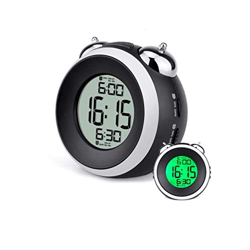 QUEAWOQ 大音量の目覚まし時計 重い眠りの方向け - スヌーズバックライト付きデュアル目覚まし時計 サイレント目覚まし時計 ライトデジタル目覚まし時計 タコの足