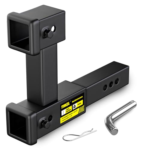 Tirol 2 inch Hitch Extender Dual Hitch Extension Fits for 2 Receiver Extends Adjustable Max Length to 10 Fits All Standard 2 Receivers for Cargo Carrier Bike
