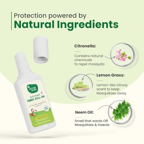 Image of Mother Sparsh Natural Mosquito Repellent Fabric Roll-on for Babies-12ml, DEET Free 3-Way Protection from Mosquitoes, Fleas and Ants