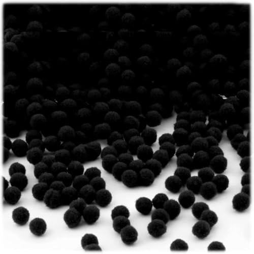 The Crafts Outlet 500-Piece Multi Purpose Pom Poms, Acrylic, 5mm/0.20-inch, Round, Black