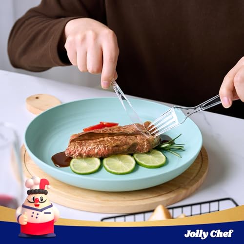 JOLLY CHEF 360 Count Heavy Duty Clear Plastic Silverware-180 Forks, 120 Spoons, 60 Knives, Heat Resistant Disposable Utensils Set, Clear Plastic Cutlery Set for Parties, Events, Everyday Use - Image 6