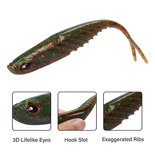 image for RUNCL Anchor Box - Soft Jerk Baits, Baitfish with Split Tail 3D Lifeli