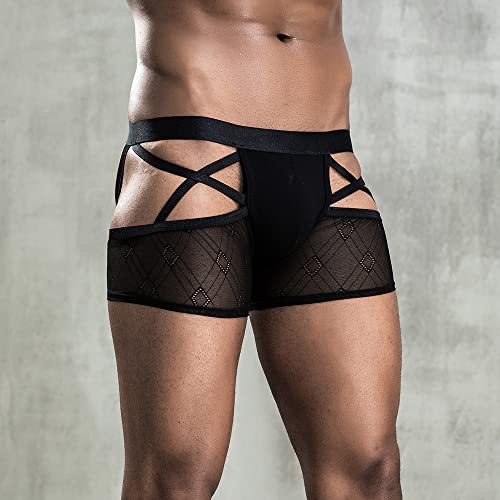 Men Butt-Flaunting Jockstraps Underwear Breathable Mesh Lace Boxer Briefs Bottomless Shorts Backless Gay Underpants2