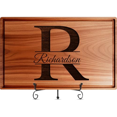 Tabla de cortar rectangular personalizada de bambú con mango integrado - Regalo grabado para bodas y aniversarios miniatura 1
