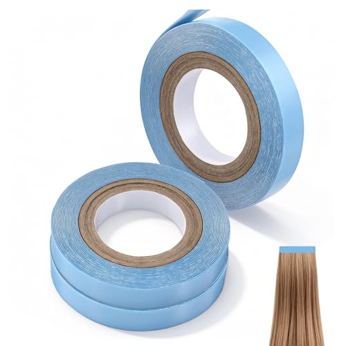 3 Rolls Hair Extension Tape Double Sided Tape in Hair Extensions Strong Hold Adhesive Replacement Tapes for Hairs Extensions Beauty Tools Hairstyling Essentials 3 Yards x 0.3 Inch/Roll