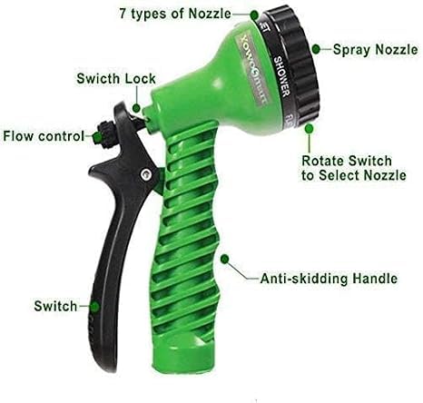 Image of Expandable Garden Hose Pipe,Flexible Stretch Magic Water Hose with 8-Pattern Spray Nozzle,Leak-Proof Retractable Heavy Duty Expanding Hosepipes for Garden 7.5 mtr /25 feet