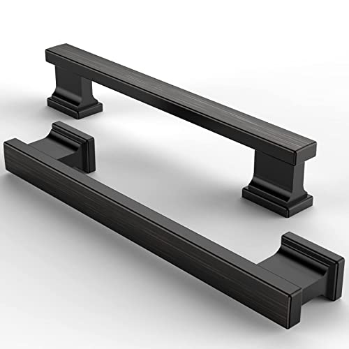 Furniware 5 Pack Cabinet Drawer Pulls, Heavy Duty Cabinet Door Handles Pull Oil Rubbed Bronze- 5"(128Mm) Hole Center #TOP5