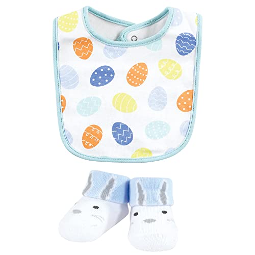 Image of Hudson Baby Unisex Baby Cotton Bib and Sock Set, Hoppy Easter, One Size