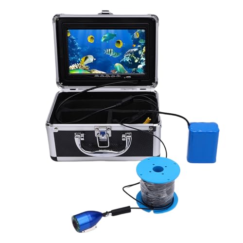 Fockety Unterwasserfischereikamera, 5MP 1080p HD 7in Fischfinderkamera mit 30 M Kabel 8 LEDs Licht, Tragbarer Fischereimonitor für Meer, See, Boot, Eisfischerei (US-Stecker)