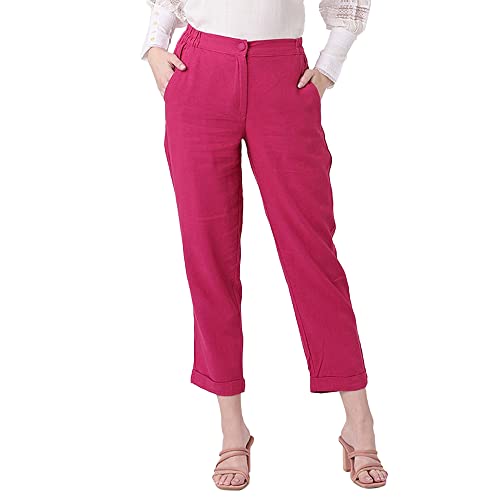 Image of AND Solid Linen Flared Fit Womens Pants