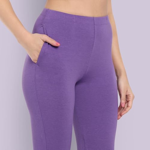Image of ONE SKY Women Full Length Leggings | Cotton Modal Spandex Blend | High Waist Stretchable & Bio-Washed Fabric | Colour-Lock Technology | Comfortable Leggings for Women