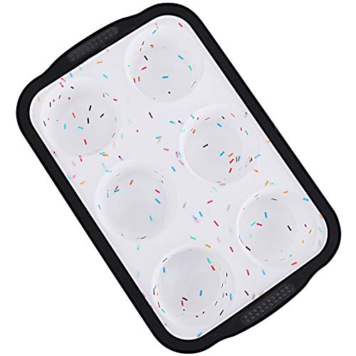 Non-Stick Silicone Muffin Pan With Reinforced Stainless Steel Frame Inside,6 Cup Regular Muffin