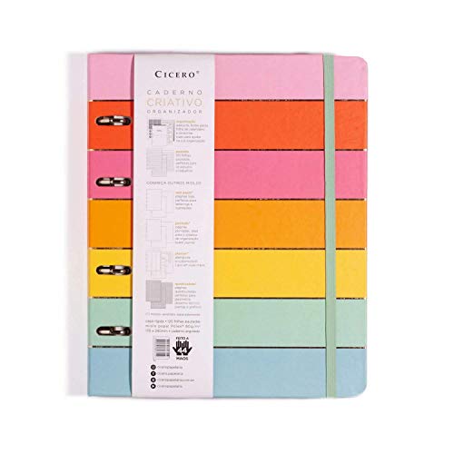 Caderno Criativo Argolado Todas Juntas, Multicolorido, Arco-íris, Pautado, 120 fls, Papel Pólen 80g/