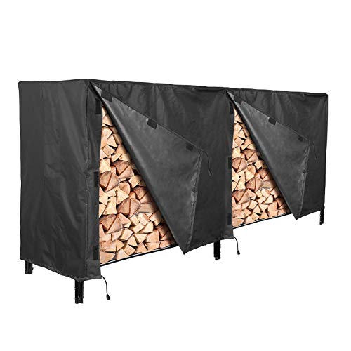 YINETTECH Firewood Log Rack Cover Outdoor Patio Garden Log Rack Waterproof Cover Wood Storage Protection Cover Black 250x65x110cm