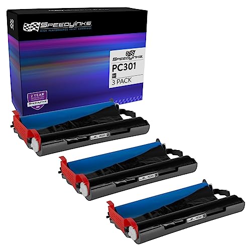 Speedy Inks Compatible Fax Cartridge with Roll Replacement for Brother PC301 (3-Pack) Compatible with FAX 885MC Intellifax 750 770 775 870MC 885MC MFC-970MC