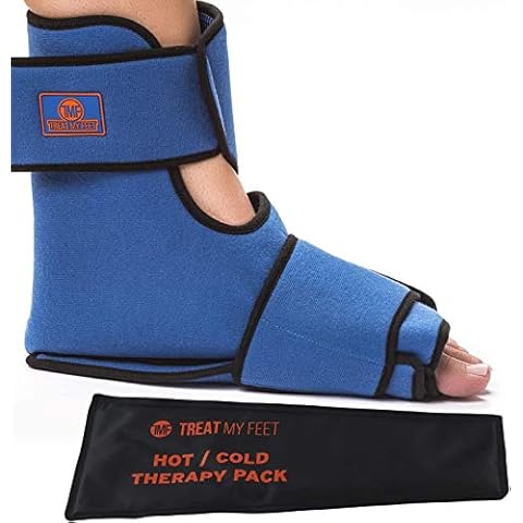 Foot & Ankle Pain Relief Hot/Cold Therapy System - Foot Ice Pack Wrap - Relieve Foot and Ankle Aches & Pains from Injuries Using Compression Wrap Packs for Ankles and Feet. Heat or Freeze Gel Insert Cover