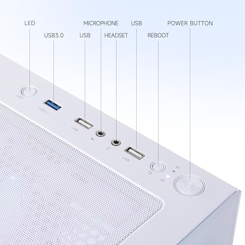 Image of NINGMEI Supreme Master Gaming PC Desktop,AMD Ryzen 7 5700X 8 core 3.4GHz(up to 4.6GHz),GeForce RTX 5060 Ti 8GB,32GB DDR4 RAM 3200MHz,1TB NVME SSD,600W PSU, Windows 11 Home, White