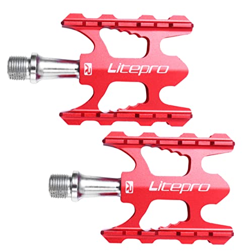 Toyvian Pedal De Bicicleta Mi Ciclismo Ligero Pedales Partes Plegable Pedalear para Pedal para Bicicleta Rojo