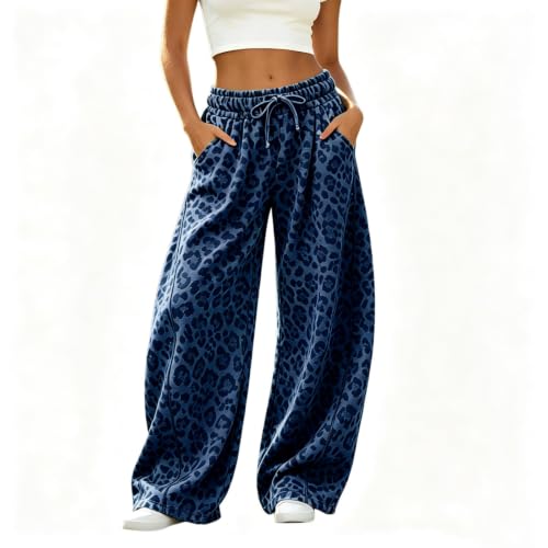 Women Leopard Pants Baggy Fall Wide Leg Sweatpants Lounge Y2K Sweat Pants - image 3