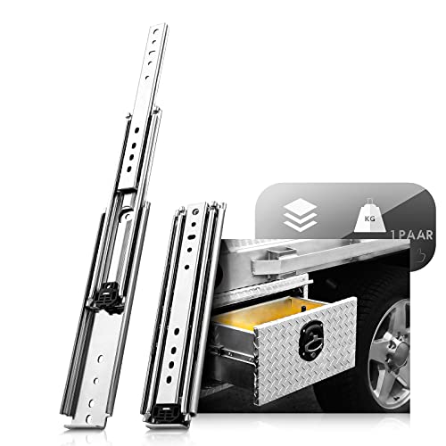 SHUHANG 超重量用スライドレール 500mm 3段引 横付 完全スライド ボール伸縮式 高耐久Heavy Duty引き出しスライド 耐荷重220kg 2本入