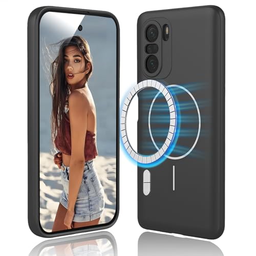 DESSEN Cover Magnetica per Xiaomi Poco F3 5G / Xiaomi Mi 11i 5G - Custodia in Silicone Liquido Morbido, Antiurto Protezione Case, Compatibile con Accessori Magnetico, Nero