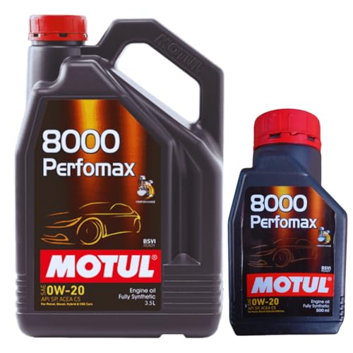 Image of Motul 8000 Perfomax 0W20 100% Fully Synthetic Engine Oil - 3.5 Liter Can and 0.5 Liter Can 1 Nos. (4L)